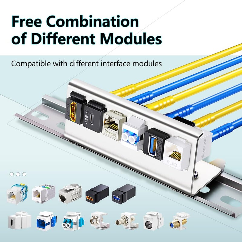 Enmane 6-Port Metal DIN-Rail Mounting Module for Snap-in Keystone Jacks,Attaches to Standard 35 Millimeter (mm) DIN Rail with no Tools - Image 3